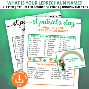 What&#39;s Your Leprechaun Name, St. Patrick&#39;s Games, Leprechaun Name Game, St. Patrick&#39;s Day Games, Family Game Night, Classroom Party Games