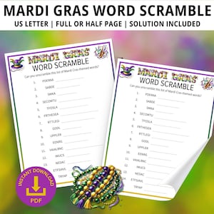 mardi gras word jumble