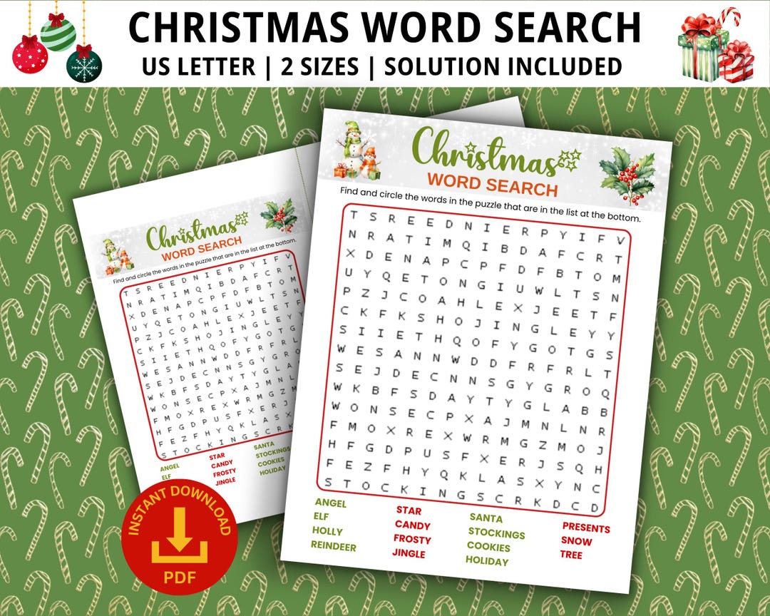 Christmas Word Search Game, Christmas Game, Friendsmas Game, Word Game ...