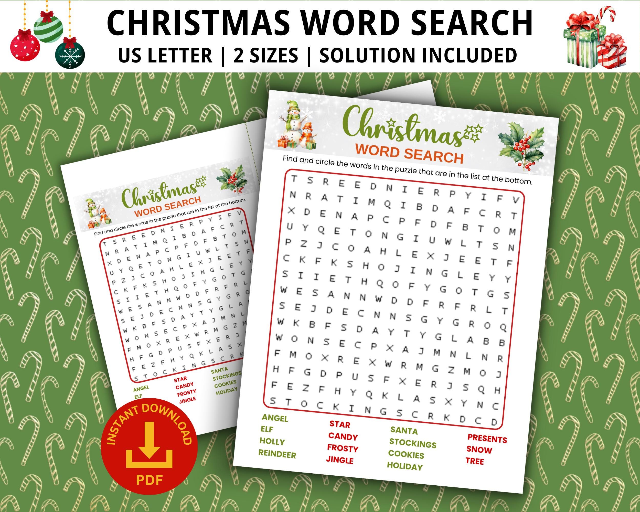 Christmas Word Search Game, Christmas Game, Friendsmas Game, Word Game ...