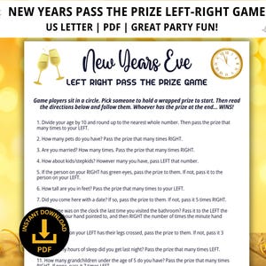 New Years Pass the Prize Game, Left Right Game, New Years Eve Games, New Years Games, Pass the Gift Game, Pass the Parcel, Family Game Night