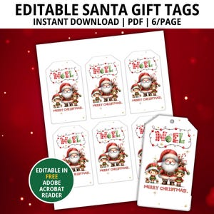 Editable Christmas Favor Tags, Holiday Classroom Gift Tags, Santa Labels, Santa Favor Tags, Treat Bags, Christmas Treat Tags, Santa Gift Tag