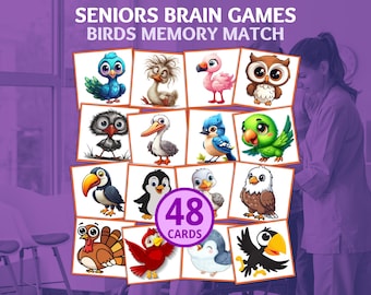 Elderly Memory Games Cards, Birds Matching, Seniors Brain Games, Dementia Games, Dementia Activities, Dementia Caregiver, Brain Games
