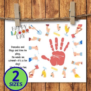 Handabdruck Handabdruck Handwerk, Handabdruck Kunst, Handabdruck Schild, Handabdruck Andenken, glücklichen Tag der Arbeit, Party am Tag der Arbeit, Aktivität am Tag der Arbeit