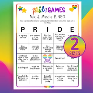 Pride Bingo, Pride Edition, Pride Games, Pride Party Games, Pride 2025, Pride Celebration, Mix and Mingle, Ladies Night Game, Find the Guest