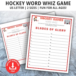 Word Game, Hockey Games, Hockey Party Games, Hockey Birthday, Family Game Night, ice Hockey Party, Sports Party, Games for the Office