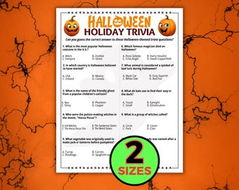 Halloween Trivia, Halloween Party Game, Kids Halloween Games, Family Game Night, Office Party Games, Halloween Classroom Activity