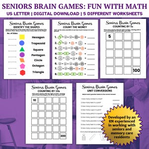 Math Games for Memory Care, Seniors Brain Games, Dementia Games Dementia Activities, Dementia Caregiver Resource, Brain Games, Dementia Care