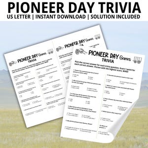 Pioneer Day Trivia, Pioneer Games, Group Games, Trivia Game, Icebreaker Games, Family Game Night, LDS Trivia
