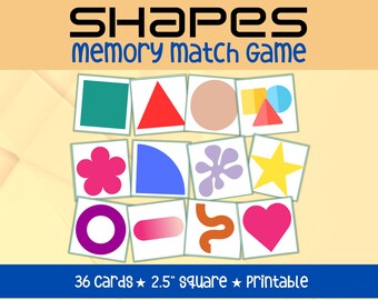 記憶ゲーム、マッチングゲーム、マッチングカード、記憶カード、幼稚園のアクティビティ、教師用リソース、教室のアクティビティ、図形分類器