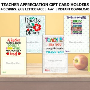 Teacher Appreciation Gift Card Holder, Best Teacher Ever Card, New Teacher Gift Card, Thank You Teacher, End of Year Teacher Appreciation
