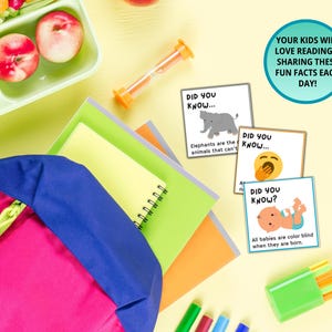 Notas para la lonchera, Datos curiosos para niños, Notas para la lonchera infantil, Notas para el almuerzo, Notas lindas para la lonchera, Tarjetas para la lonchera, Notas para la lonchera de niñas imagen 5