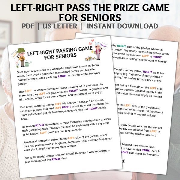 Left Right Game, Pass the Prize, Ice Breaker Game, Senior Citizens Games, Brain Games, Pass the Gift, Family Game Night