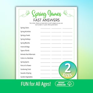 Spring Trivia Game, Spring Games, Fast Answers, Spring Party Games, Family Game Night, Think Quick, Spring Class Games, Spring Icebreaker
