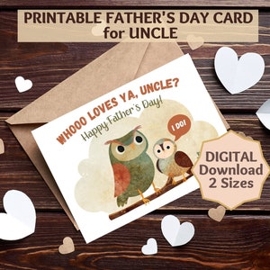 Oom Vaderdagkaart, Afdrukbaar, Lege Vaderdagkaart, Afdrukbare Bonus Papa Kaart, Happy Fathers Day, DIY Vaderdagkaart