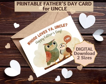 Uncle Fathers Day Card, Printable, Blank Fathers Day Card, Printable Bonus Dad Card, Happy Fathers Day, DIY Fathers Day Card