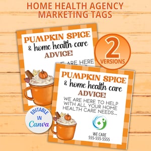Home Health Marketing Tags, Pop By Tags, Pumpkin Spice Tags, Home Health Referrals, Fall Gift Tags, Printable Gift Tags