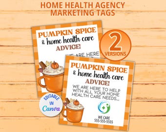 Home Health Marketing Tags, Pop By Tags, Pumpkin Spice Tags, Home Health Referrals, Fall Gift Tags, Printable Gift Tags