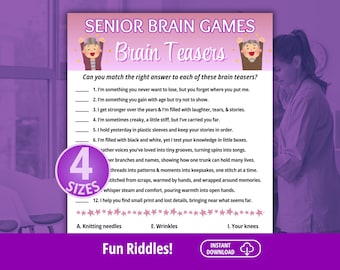 Seniors Brain Games, Dementia Games, Games for Seniors, Memory Care, Dementia Activities, Senior Mind Games, Senior Riddles