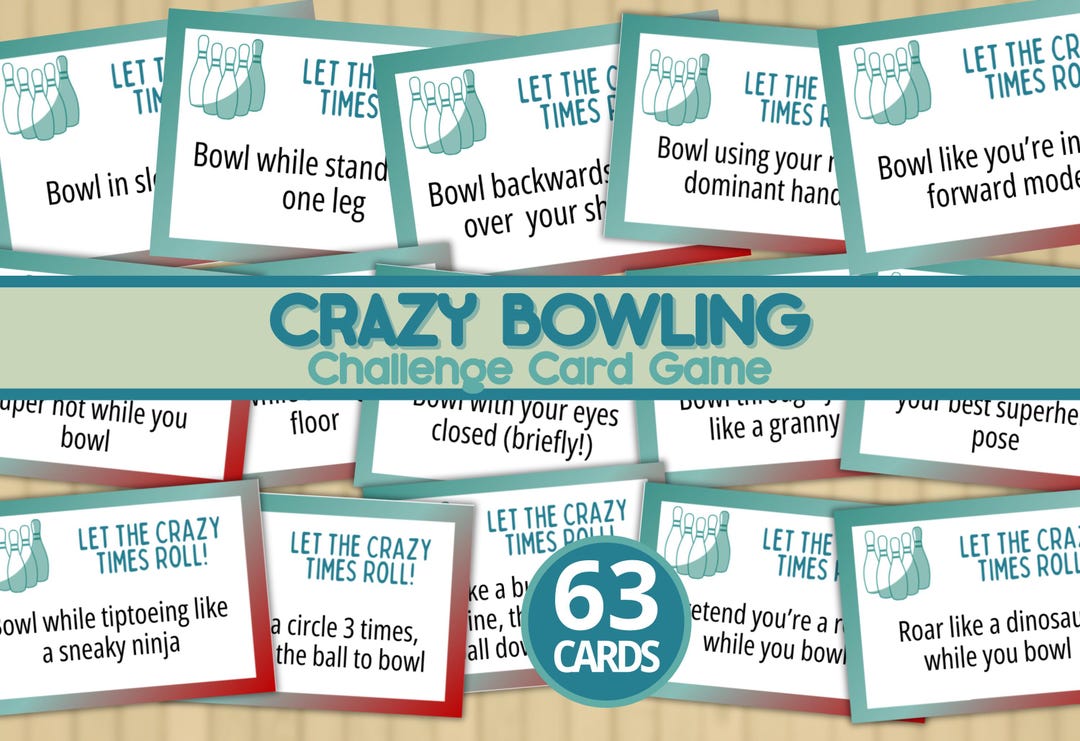 Crazy Bowling Challenge Cards, Bowling Game, Bowling Party, Kids ...