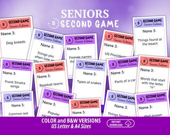 5 Second Game, Seniors Brain Games, Dementia Games, Dementia Activities, Dementia Cards, Brain Games. Senior Trivia, Think Quick