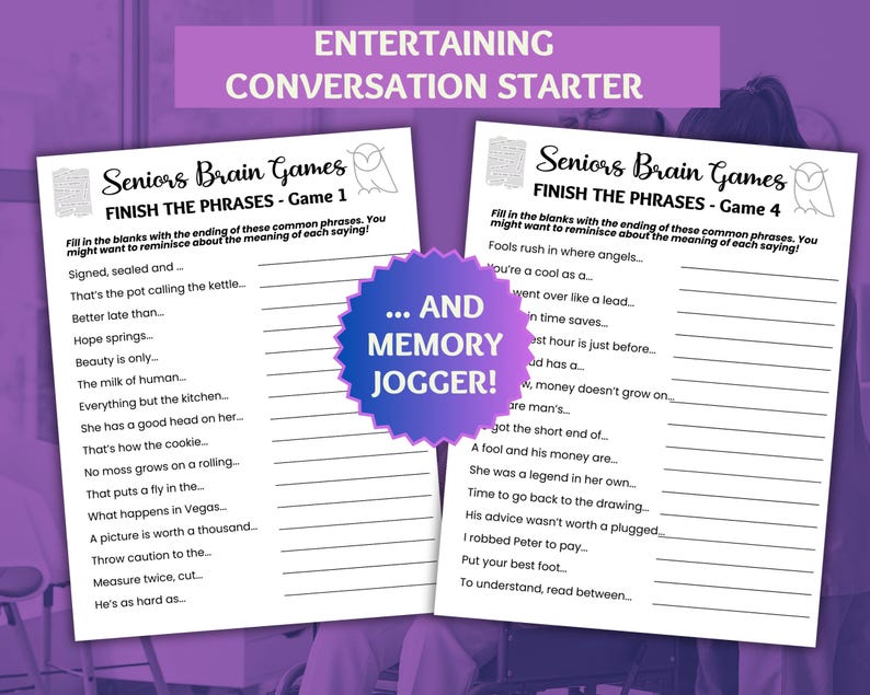 Finish the Phrase, Seniors Brain Games, Dementia Game, Dementia