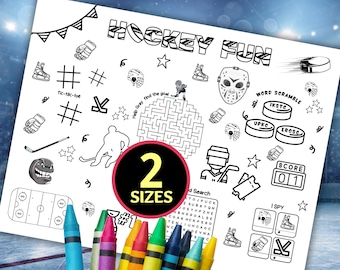 Hockey Placemat, Hockey Activity Sheet, Hockey Craft, Kids Coloring Page, Hockey Printable, Hockey Coloring Page, Hockey Activity Placemat