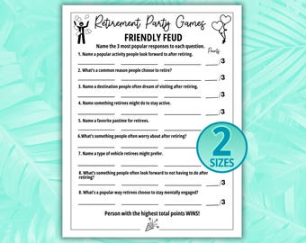 Retirement Feud Game, Friendly Feud Game, Retirement Game, Icebreaker Games, Retiree Games, Office Party Games, Retirement Party