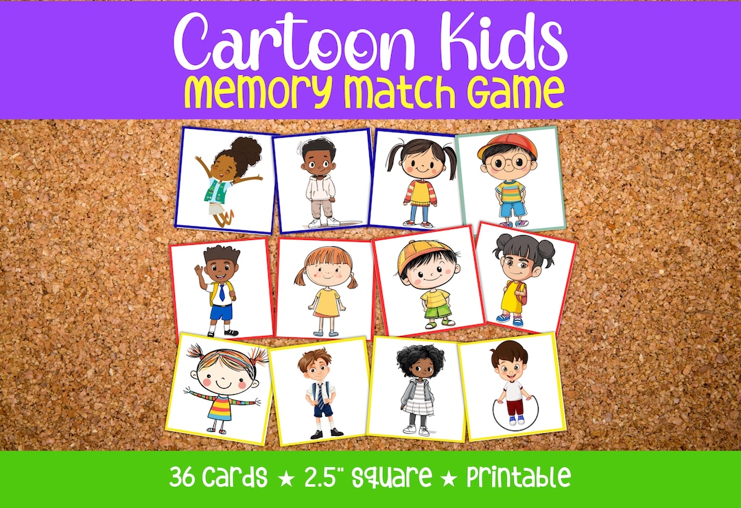Cartoon Kids Memory Match, Memory Match Game, Memory Matching Game ...