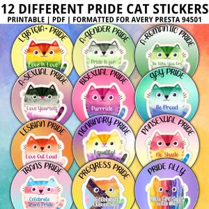 Printable LGBTQ Stickers, Gay Pride Stickers, Lesbian Stickers, Queer Sticker, LGBT Sticker, Bi Pride, Trans Pride Sticker, Progress Pride