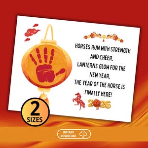 Lunar New Year, Handprint Craft, Year of the Horse, Chinese New Year, Handprint Art, Handprint Sign, Handprint Keepsake, Lantern Handprint