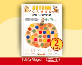 Roll a Pumpkin, Dice Game, Fall Games, Fall Party Games, Family Game Night, Autumn Games, Fall Festival Games, Autumn Dice Game