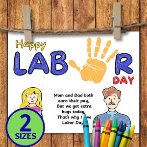 Handabdruck Handwerk, Tag der Arbeit Färbung, Handabdruck Kunst, Handabdruck Schild, Handabdruck Andenken, glücklicher Tag der Arbeit, Aktivität am Tag der Arbeit