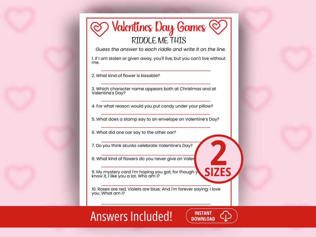 Valentines Day Riddle Game, Valentines Riddles, Valentines Riddle Me ...