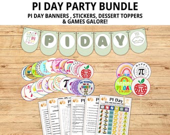 Pi Day Party Bundle, Pi Day Gastgeschenke, Pi Day Banner zum Ausdrucken, Pi Day Cupcake Toppers, Pi Day Party, PI01