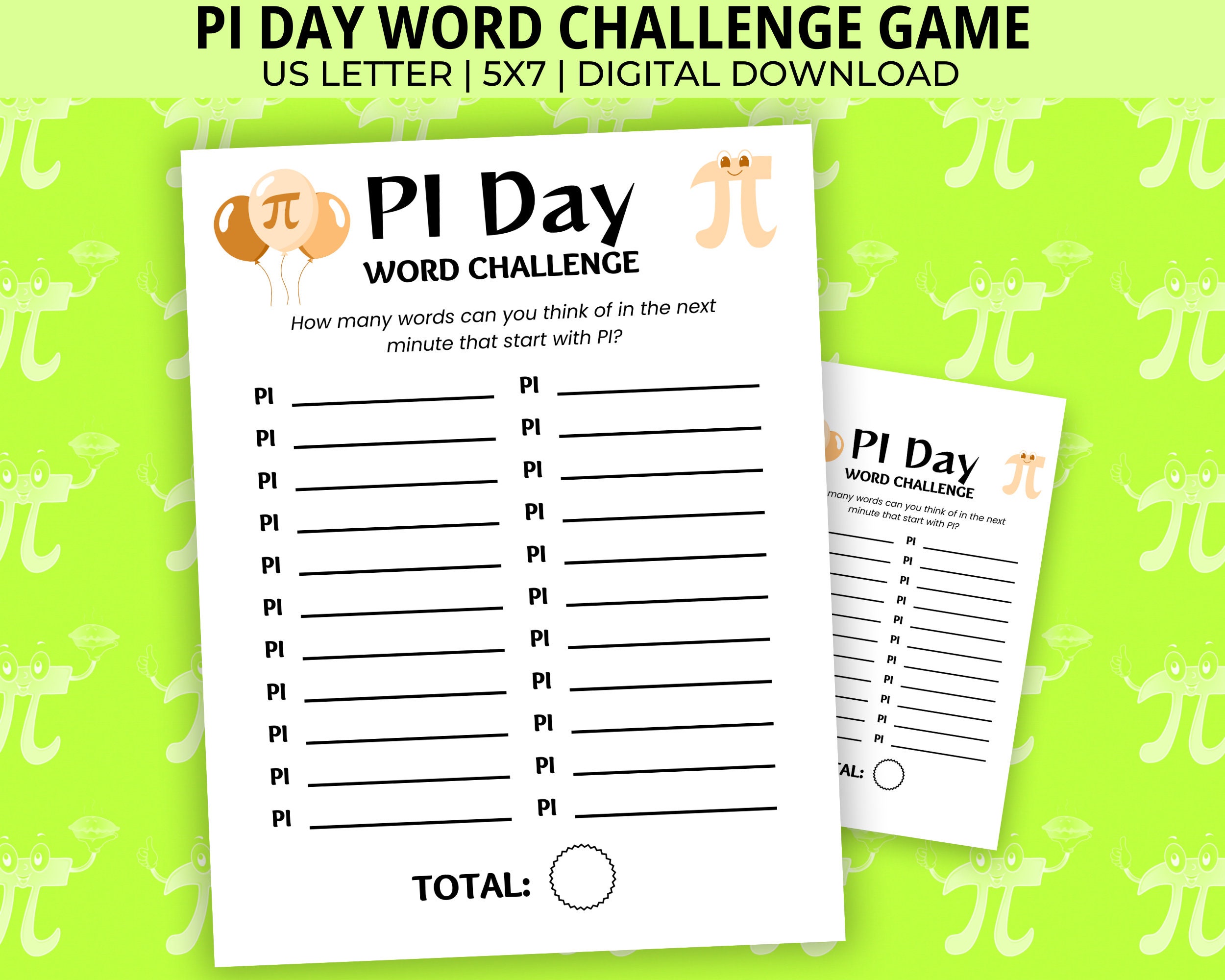 Pi Day Word Challenge Game, Word Game, Math Pi Day Trivia, Math Questions, Word Search Game