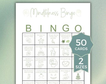 Bingo de atención plena, Juegos de atención plena, Actividad de atención plena, Cartones de bingo, Set de bingo, Cartones de atención plena, Juegos de atención plena imprimibles