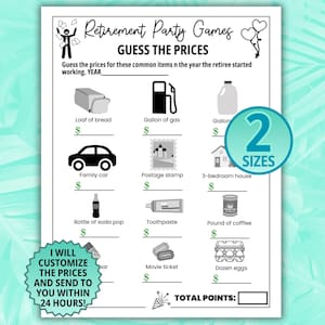 Personalized Guess the Price Game, Retirement Games, Happy Retirement, Retirement Game, Icebreaker Games, Retiree Games, Office Party Games