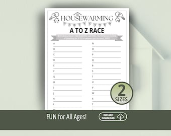 Alphabet Race, Housewarming Games, A to Z Race, Housewarming Party, New House Party, Word Game, Housewarming Shower, Icebreaker Game