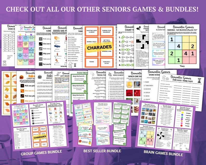 Seniors Word Search, 6game Bundle, Dementia Games, Ice Breaker Game