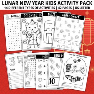 Lunar New Year 2025, Lunar New Year Games, Chinese New Years, Year of the Dragon Activity, Activity Placemats, Lunar Coloring Page