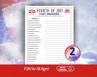 4th of July Trivia, Patriotic Games, Family Game Night, 4th of July Games, Americas 250th, Fourth of July Game, Fast Answers, Think Quick