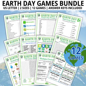Earth Day Games Bundle, 12-GAME BUNDLE, Earth Day Trivia, Family Game Night, Earth Day Party, Earth Day Activity, Games for the Office