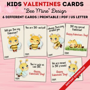 Bumblebee Valentines Cards, Classroom Valentine Cards, Kid Valentine Cards, Valentine Cards Set, Preschool Valentines Cards, Bee Mine