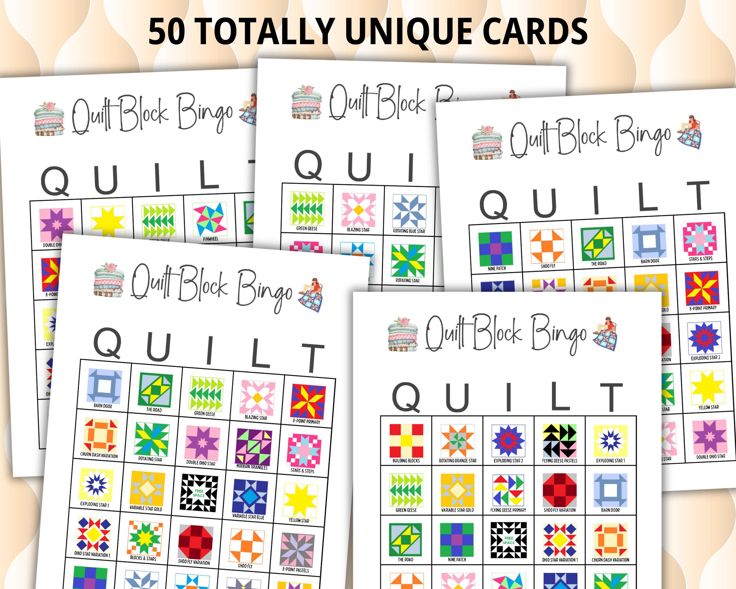 Quilt Block Bingo, Quilting Bingo, Quilting Party Games, Bingo Cards ...