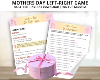 Left and Right Gift Passing Game for Mothers Day, Mothers Day Brunch Games, Pass the Prize, Pass the Gift, Left-Right Game