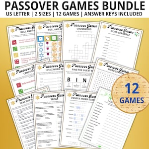 Passover Games, 12-GAME BUNDLE, Jewish Games, Passover Holiday, Passover Class Games, Passover Shabbat, Family Game Night, Passover Trivia