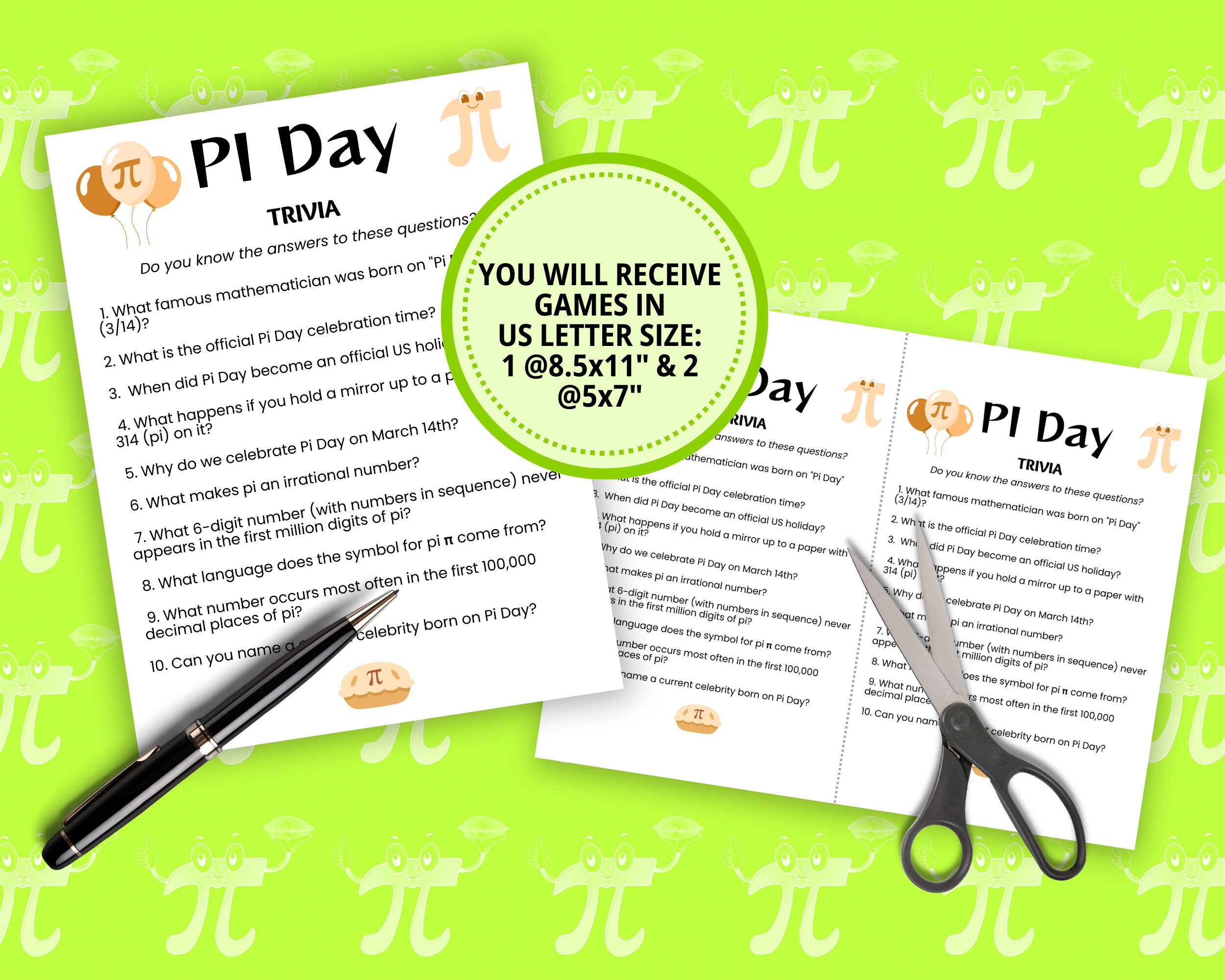 Pi Day Trivia, Trivia Game, Pi Day Game, Math Pi Day Trivia, Trivia