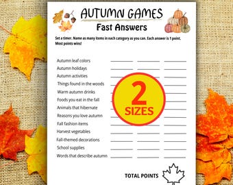 Fall Think Fast Game, Fall Trivia Game, Autumn Games, Icebreaker Game ...