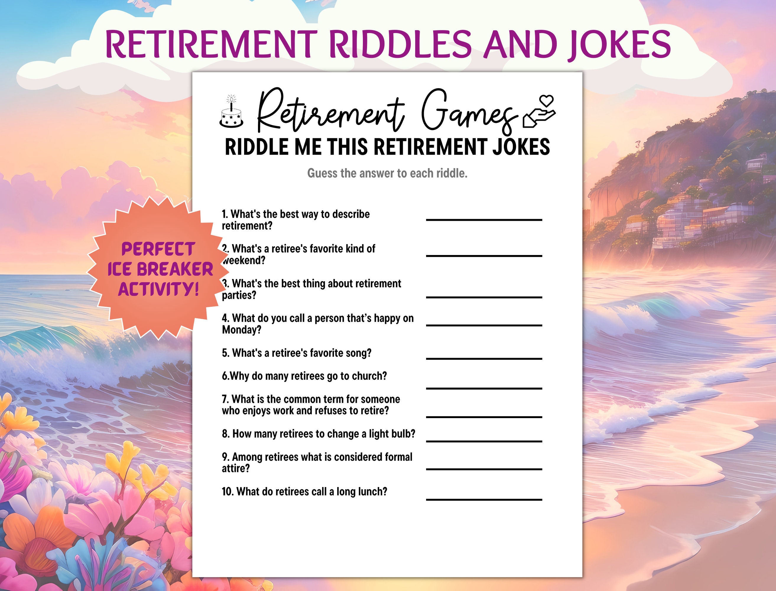 Retirement Riddles, Retirement Jokes, Riddle Me This, Retirement Game ...